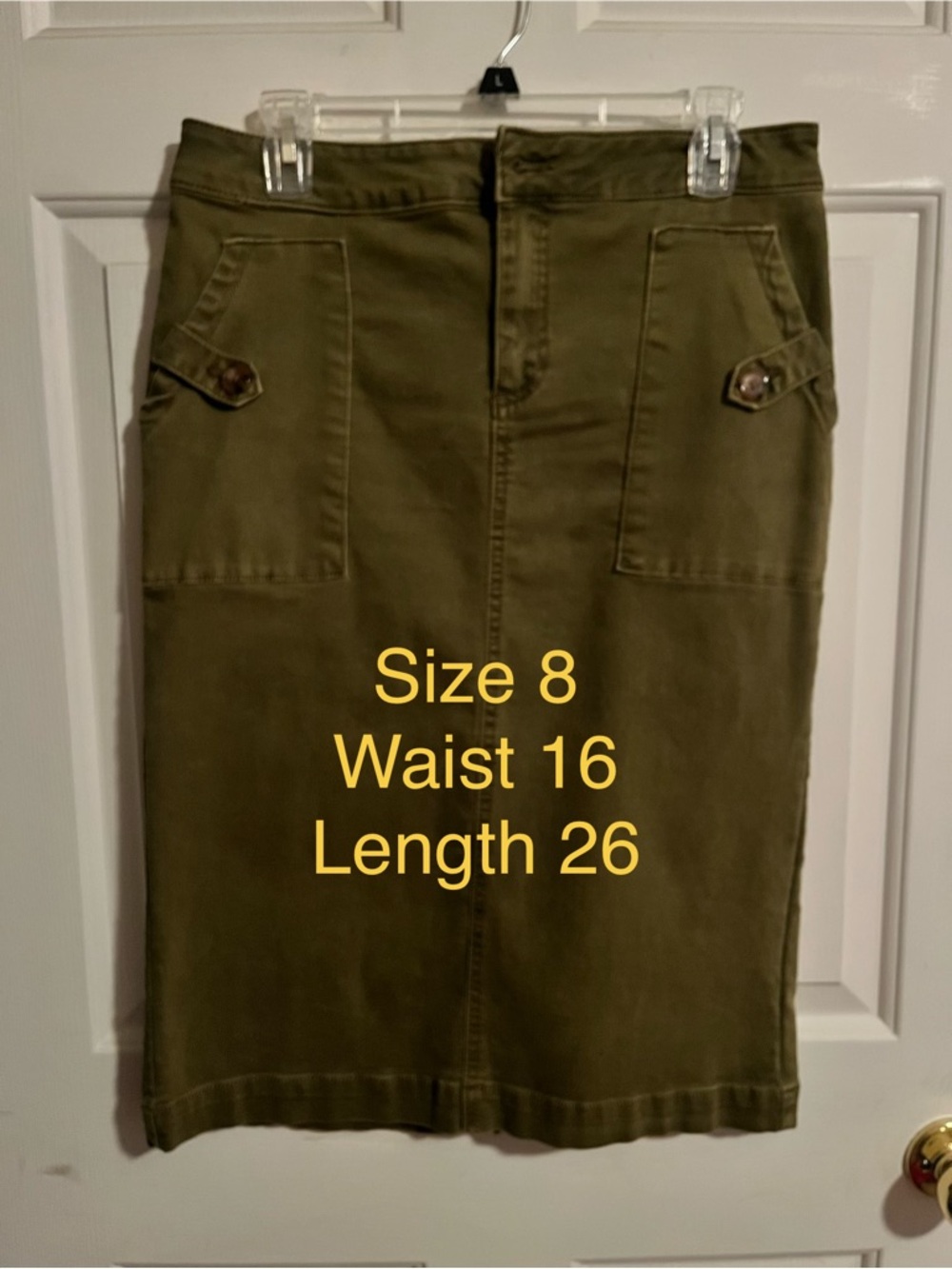 Olive Green Utility Pencil Skirt